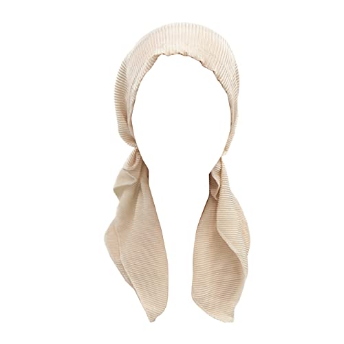 Stirnband Knoten für Frauen Kopfhut Kappe Ethnisch Bohemian Vorgebunden Zopf Haarabdeckung Wrap Turban Kopfbedeckung Hut Metallspule Stirnband (Weiß, Einheitsgröße) von Yinguo