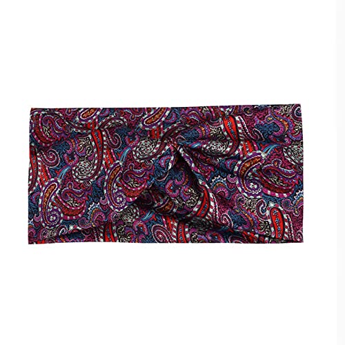 Stirnband mit Schleife Frauen Druck Stirnband Elastisches Kopfband Haarband Bandana Stirnband (4-Rot, Einheitsgröße) von Yinguo