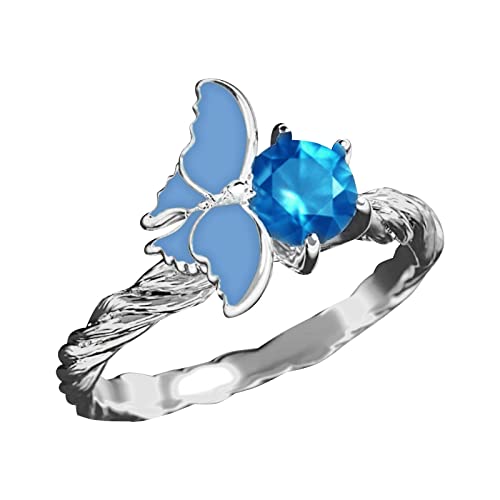 Teenage Ringe 13 Jahre alt Mädchen S925 Silber Marineblau Ring Mode Exquisite Urlaub Ring Damen Geeignet für alle Anlässe, B (7), Einheitsgröße von Yinguo