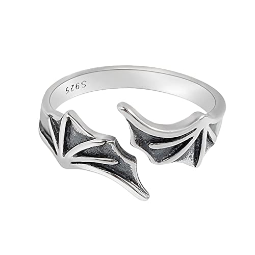 Trendiges Ring-Set, verstellbarer Fledermausflügelring, exquisiter Öffnungsring, modisch, für Herren und Damen, Schmucköffnung, verstellbarer Ring, grau, Einheitsgröße von Yinguo
