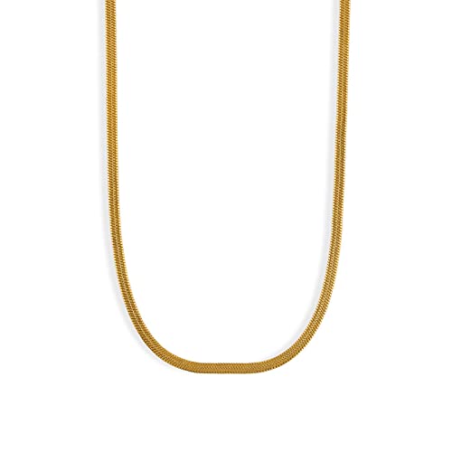 Vergoldete Fischgrätenkette Halskette 925 Sterling Silber Kette Halskette Flache Halskette Damen Kurze Halsketten (C-Gold, Einheitsgröße) von Yinguo