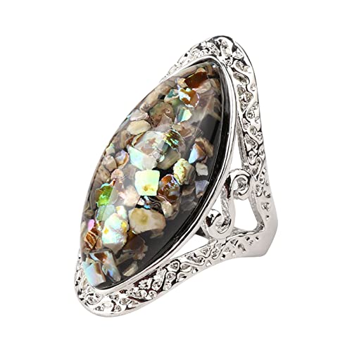 Vintage Ring Schmuck Damen Ringe Ilu - Ring Geschenk Ring Geschenk Geschnitzte Ringe Verstellbarer Daumenring, Schwarz , 9 von Yinguo