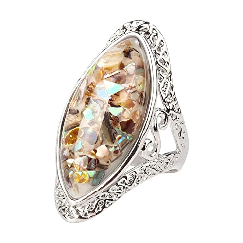 Vintage Ring Schmuck Damen Ringe Ilu - Ring Geschenk Ring Geschenk Geschnitzte Ringe Verstellbarer Daumenring, beige, 34 von Yinguo
