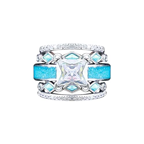 Vintage Türkis Fünf Stück Ring Persönlichkeit Mode Verlobung Vorschlag Diamant Ring Waschbär Ring, mintgrün, C von Yinguo