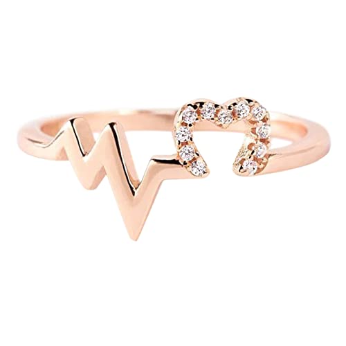 Wave Minority Love Frauen Mode Einfacher Roségold Ring Mode Persönlichkeit Ring Mode Prinzessin Verlobungsring Elegant Stilvoll Modern Party Funkelnd Luxus Tween Ringe Mädchen, rose gold, 36 von Yinguo