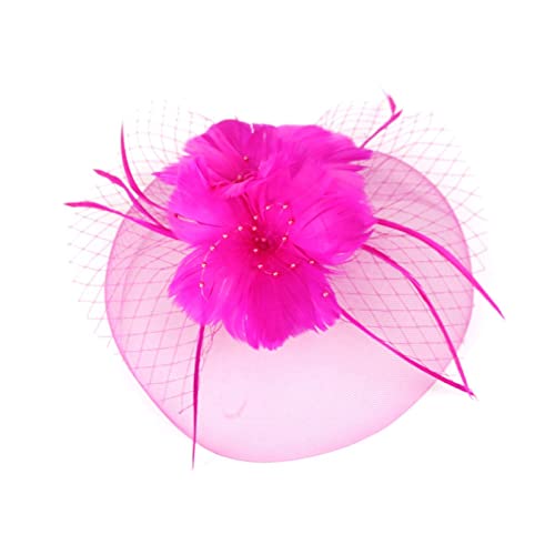 Weibliche Stirnband-Hüte für Frauen, Fascinatoren, Damen, Blumenfederhut für Teeparty, Cocktailball, Hochzeit, Kirche (Hot Pink #3, Einheitsgröße) von Yinguo