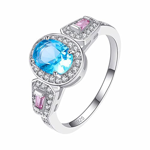 Wie man Ihren Finger für einen Ring Verlobung Rundschliff Zirkonia Frauen Eheringe Schmuck Ringe Frauen Voller Diamant Damen Ringe Voller Diamant Paare Ringe, blau, 9 von Yinguo