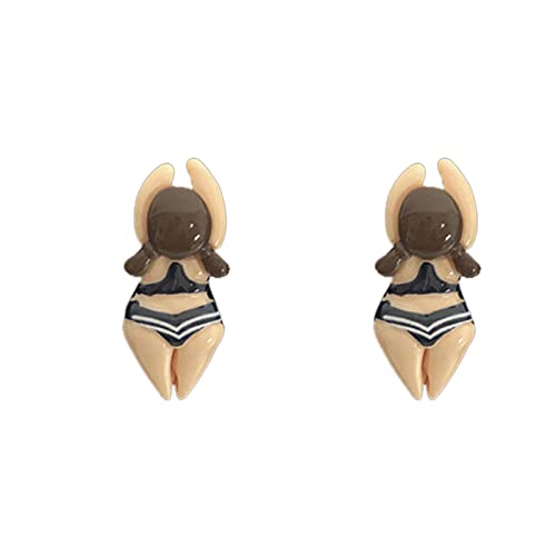 Yinguo 2023 Neue Sommer Cartoon Schwimmen Jungen und Mädchen Tremella Ohrstecker Persönlichkeit Bikini Ohrschmuck Frauen Kette Ohrringe, C, Einheitsgröße von Yinguo