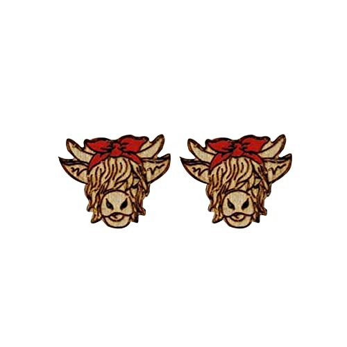 Yinguo Bunny Earrings 2023 Cute Festive Chinesisches Neujahr Herz Tier Hase Ohrringe Holz Creolen Ohrringe, Khaki-18, Einheitsgröße von Yinguo