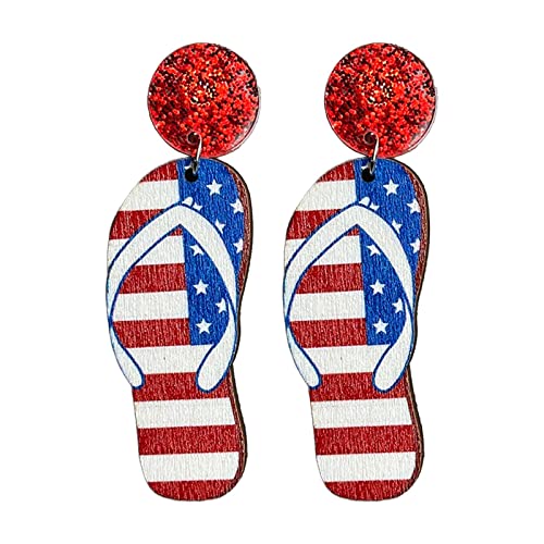 Yinguo Creolen Ohrringe Pack Ohrringe Holzdruck American National Day Fourth of Juli Independence Day Schmuck Donut Ohrringe Comfy Earrings, C, Einheitsgröße von Yinguo