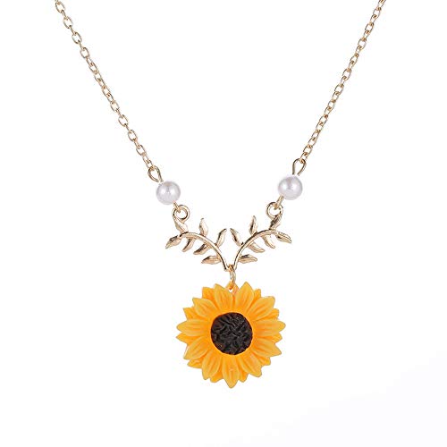 Yinguo Halskette mit Sonnenblumen-Anhänger, Geschenk für Frauen, Kinder, Hochzeitstag, Schmuck, Modeschmuck, Damenschmuck, 3-gold, Einheitsgröße von Yinguo