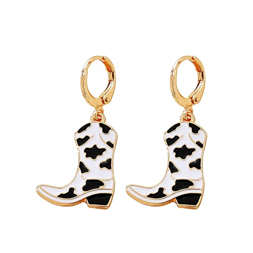 Yinguo Herz Perlen Ohrringe für Frauen Emaille Western Cowboy Stiefel Ohrringe Cowboy Anhänger Ohrringe Schleife Ohrringe für Frauen, weiß, Einheitsgröße von Yinguo