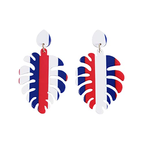 Yinguo Ohrringe aus Acryl, Ohrhänger für US-Nationaltag, Unabhängigkeitstag, rot, weiß, blau, gestreift, Geometrie, Ohrringe für Damen, C, 4x6.7cm von Yinguo