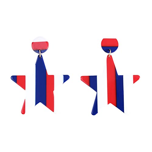 Yinguo Ohrringe aus Acryl, Ohrhänger für US-Nationaltag, Unabhängigkeitstag, rot, weiß, blau, gestreift, Geometrie, Ohrringe für Damen, e, 5x6.7cm von Yinguo