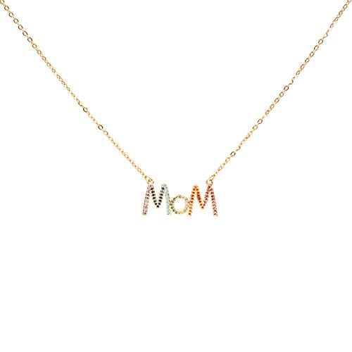 Yinguo Pavé-Initialen-Halskette Mom A Buchstabe Stahl Tag Mutter für Mutter für Halskette Mein Geschenk Edelstahl Accessoire Halskette Kreis, 4-mehrfarbig, Einheitsgröße von Yinguo