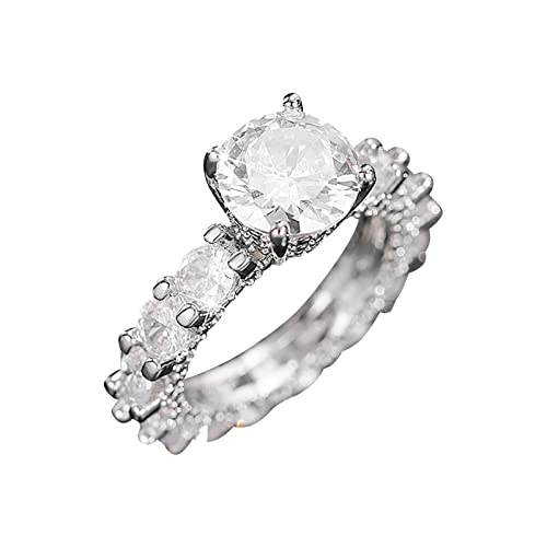 Zirkonia-Ring für Damen, Modeschmuck, beliebte Accessoires, niedliche passende Ringe, silber, 34 von Yinguo