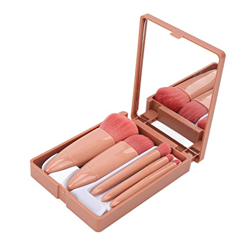 5-teiliges Make-up-Pinsel-Set, Voll Funktionsfähiges Pinsel-Set für Lidschatten, Loses Fixierpuder, Tragbarer Komplettspiegel und Kosmetika von Yinhing