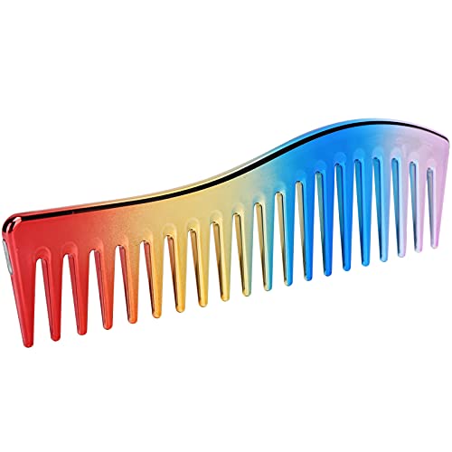 Breite Zahnkämme,kein Griff Detangler Kamm Frauen Professioneller Haarstyling-Kamm für Lockiges oder Glattes Haar Nasses oder Trockenes Haar(Regenbogenfarben) von Yinhing