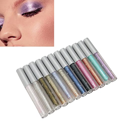 Flüssiges Glitzer-Lidschatten-Set, 12 Bunte, Funkelnde Lidschatten, Langanhaltender Glitzer-Lidschatten für Augen-Make-up, Geschenk von Yinhing