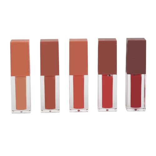 Hochpigmentiertes, Mattes, Flüssiges Lippenstift-Set, 5-teiliges, Langanhaltendes Lipgloss, Tragbares, Lippenfülleres Make-up-Set für Mädchen und Frauen von Yinhing