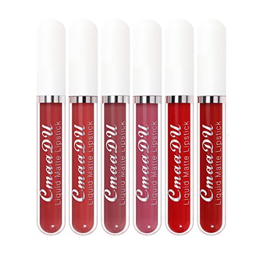 Mattes Flüssiges Lippenstift-Set, 6-teiliges Langanhaltendes, Hochpigmentiertes Lippenglasur, Antihaft-Lipgloss für die Arbeit, Verabredungen, Geschenksets für Frauen (1) von Yinhing