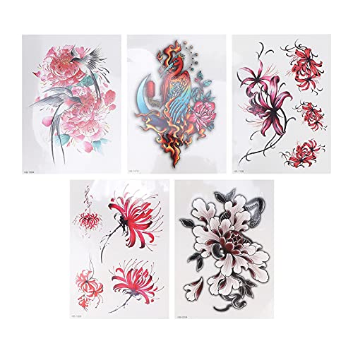 Tattoo Aufkleber 5 Stück Blume Temporäre Tattoos Aufkleber Arm Zurück Taille Bauch Tattoo Aufkleber, Wasserdicht Exquisite Temporäre Tätowierung Körper Aufkleber für Frauen Männer von Yinhing