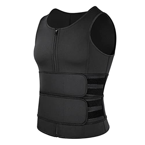 Yinhing Body Shaping Sauna Weste, Herren Body Shaping Weste, Atmungsaktive Gym Fitness Weste mit Doppelgürtel (Schwarz XXL) von Yinhing