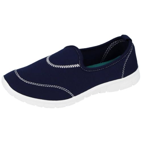 Damen Canvas Mesh Memory Foam Slip On Flach Ultra Leicht Flexi Plimsoll Pumps Sport Komfort Sneaker Go Schuhe Größe 36-42, Blau - navy - Größe: 39 EU von Yinka Shoes