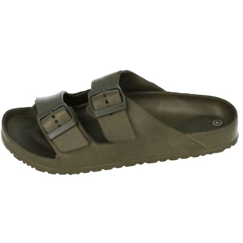 Damen EVA-Sandalen mit doppelter Schnalle, khaki, 38 EU von Yinka Shoes