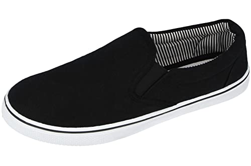 Herren Canvas Mesh Slip On Espadrilles Casual Low Top Plimsoll Turnschuhe Größe 40-47, Schwarz , 44 EU von Yinka Shoes