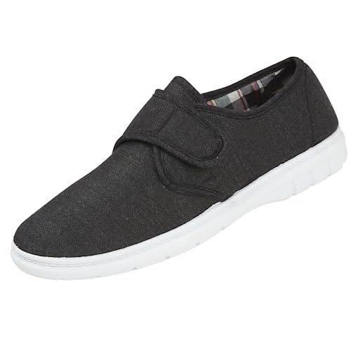 Herren-Espadrilleslipper mit Klettverschluss, Größe 40-40, Grau - anthrazit - Größe: 42 2/3 EU von Yinka Shoes