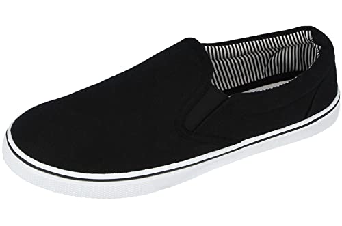 Herren Leinen-Netz-Slipper, Espadrilles Casual Low Top, Turnschuhe, Größe 40-47, Schwarz - Schwarz - Größe: 42 2/3 EU von Yinka Shoes