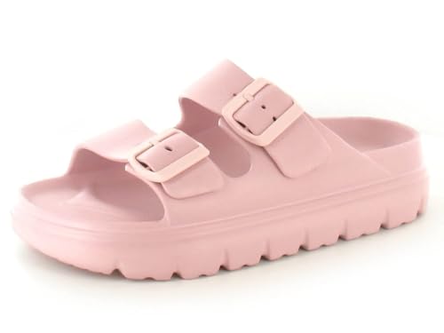 Yinka Shoes Damen EVA-Sandalen mit doppelter Schnalle, Pinke Flatform, 39 EU von Yinka Shoes