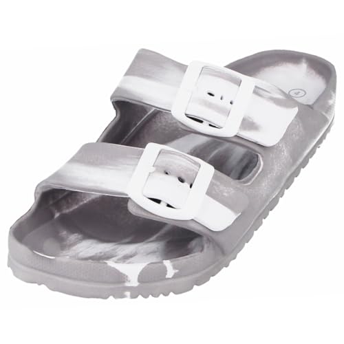 Yinka Shoes Damen EVA-Sandalen mit doppelter Schnalle, Weißgrauer Marmor, 39 EU Yinka Shoes Damen EVA-Sandalen mit doppelter Schnalle, Weißgrauer Marmor, 39 EU von Yinka Shoes