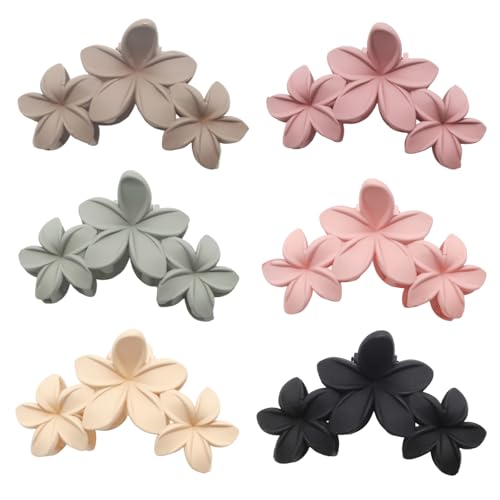Yinluluna 6 niedliche Blumen-Haarspangen, große Blumenklammer für dickes Haar, hawaiianische Plumeria-Hibiskus-Clips für Damen und Mädchen (Frühlingsfarbe) von Yinluluna
