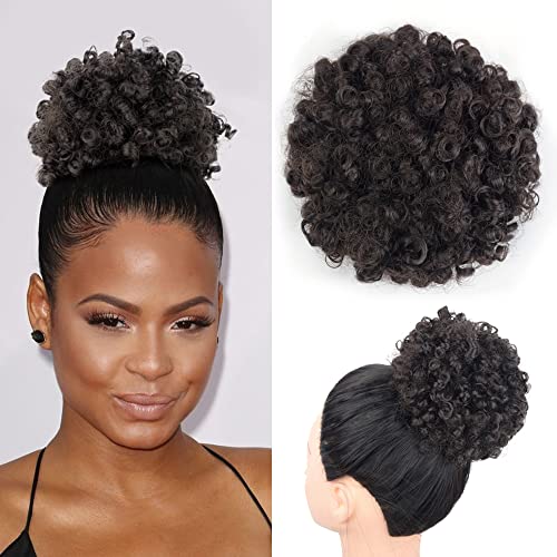 Yinmei Baibian Afro-Haarverlängerung, gewellt, gelockt, mit Kordelzug, für schwarze Frauen, Mini-Kurzhaar, natürliches schwarzes Haar, gewellt, Afro-Haarteile für Mädchen und Jungen (2#) von Yinmei Baibian