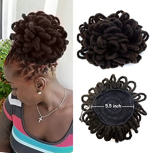 Yinmei Baibian Afro Puff Drawstring Ponytail Dreadlocks Chignon Faux Locs Zöpfe Dutt Haar Clip synthetisch in Haarverlängerungen für schwarze Frauen 4# von Yinmei Baibian