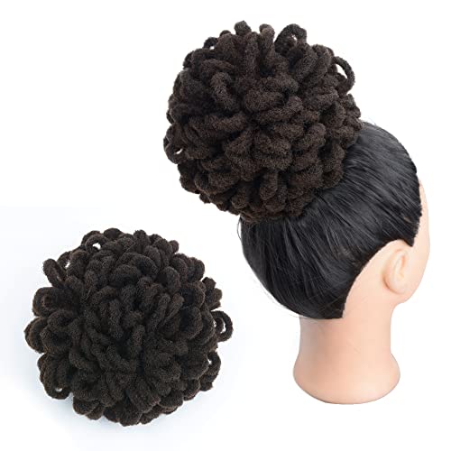 Yinmei Baibian Pferdeschwanz-Verlängerung, großer Zopf, Dutt mit Kordelzug, Afro-Dreadlocks, Dutt mit Pferdeschwanz, gelockt, für schwarze Frauen (4#) von Yinmei Baibian