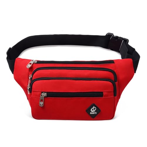 Bauchtasche Damen, Verstellbar Laufgürtel für Herren und Damen, Bauchtasche für Outdoor Reisen Sport Wandern Joggen Hundespaziergänge (Color : Red, Size : Small) von Yinova