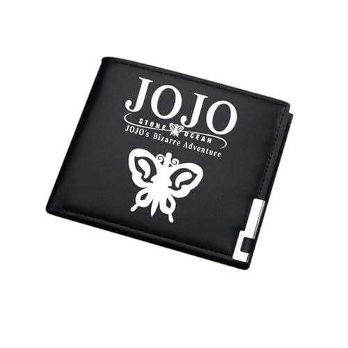 Jo-Jo's Bizar-re Adventu-re Geldbeutel Kinder, Schmale Bi-Fold Geldbeutel Klein Damen, Kunstleder Geldbörse Münzbörse Wallet, Geschenk für Kinder & Teenager(Color:Black 6) von Yinova