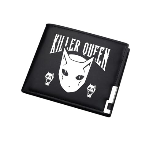 Jo-Jo's Bizar-re Adventu-re Geldbeutel Kinder, Schmale Bi-Fold Geldbeutel Klein Damen, Kunstleder Geldbörse Münzbörse Wallet, Geschenk für Kinder & Teenager(Color:Black 8) von Yinova