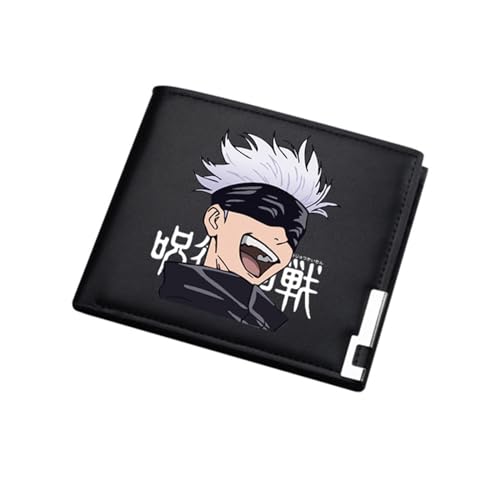 Jujut-su Kais-en Geldbeutel Kinder, Schmale Bi-Fold Geldbeutel Klein Damen, Kunstleder Geldbörse Münzbörse Wallet, für Damen Herren Mädchen Jungen(Color:Black 3) von Yinova