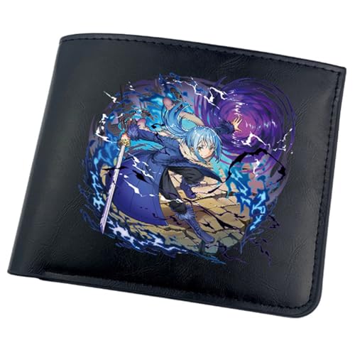 That Time I Got Rein-carn-ated As a Slime Anime Wallet, Bifold Kleiner Geldbeutel, PU Leder Geldbörse Brieftasche Wallet, Hält Kleingeld, Ausweis und Münzen(Color:Black 5) von Yinova
