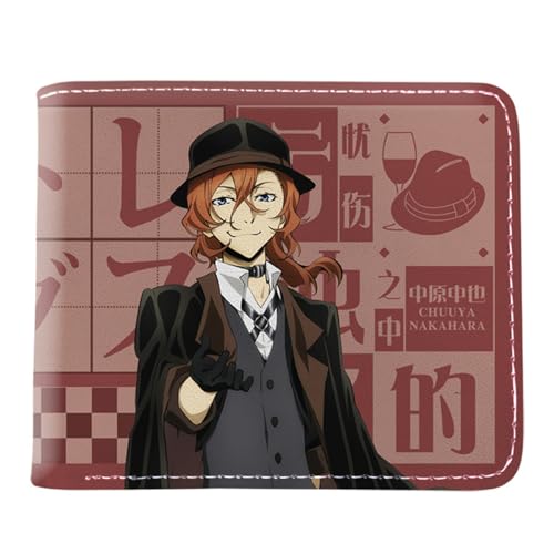 Yinova Bun-go STR-ay Dogs Portmonee Anime, Zweifach Gefalteter Geldbörse Klein, PU-Leder Wallet Geldbörsen mit Münzfach, für Teenager und Junge Mädchen(Color:Multicolor 4) von Yinova