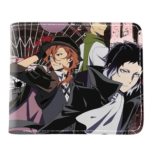 Yinova Bun-go STR-ay Dogs Portmonee Anime, Zweifach Gefalteter Geldbörse Klein, PU-Leder Wallet Geldbörsen mit Münzfach, für Teenager und Junge Mädchen(Color:Multicolor 8) von Yinova