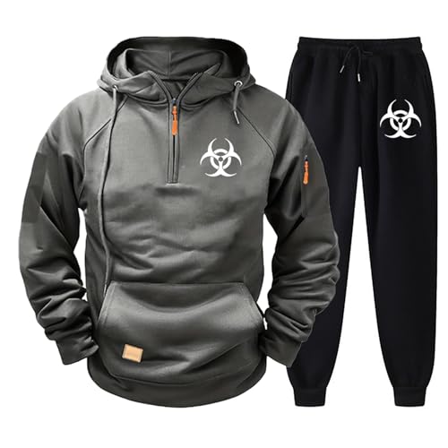 Yinova Herren Trainingsanzug Set Resid.ent evil, Jogginganzug Kapuzenjacke, Langarm Sweatshirts Zip Up Hoodie Set(Dark Grey,XL) von Yinova