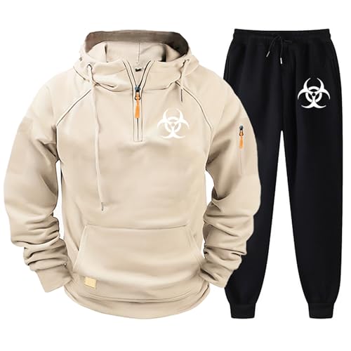 Yinova Herren Trainingsanzug Set Resid.ent evil, Jogginganzug Kapuzenjacke, Langarm Sweatshirts Zip Up Hoodie Set(Khaki,3XL) von Yinova