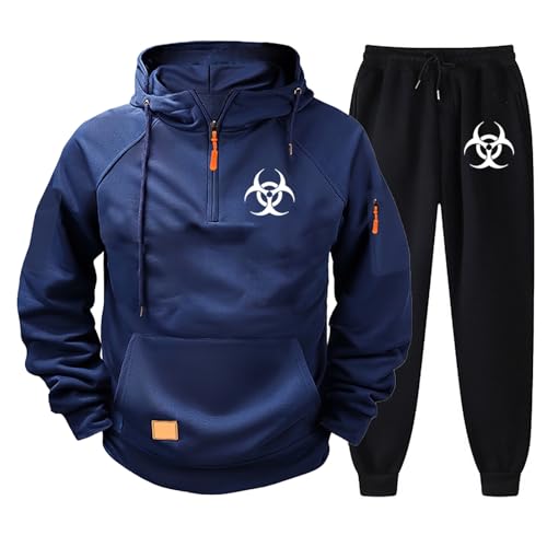 Yinova Herren Trainingsanzug Set Resid.ent evil, Jogginganzug Kapuzenjacke, Langarm Sweatshirts Zip Up Hoodie Set(Navy Blue,XXL) von Yinova
