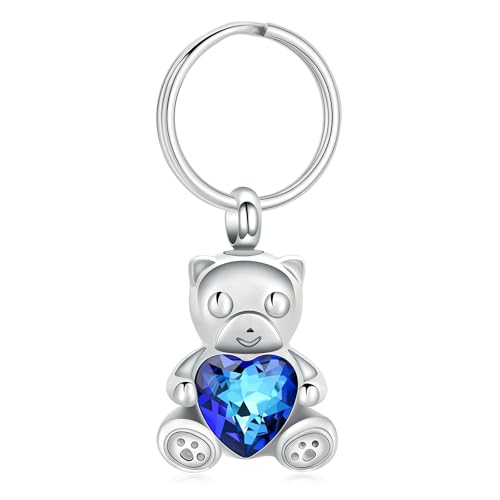 Yinplsmemory Teddybär-Urnen-Schlüsselanhänger für Asche für Damen, mit Kristall-Herz, Urne, Andenken, Schlüsselanhänger Yinplsmemory Teddybär-Urnen-Schlüsselanhänger für Asche für Damen, mit Kristall-Herz, Urne, Andenken, Schlüsselanhänger von Yinplsmemory