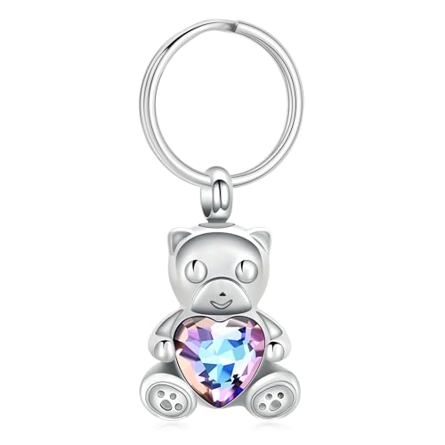 Yinplsmemory Teddybär-Urnen-Schlüsselanhänger für Asche für Damen, mit Kristall-Herz, Urne, Andenken, Schlüsselanhänger Yinplsmemory Teddybär-Urnen-Schlüsselanhänger für Asche für Damen, mit Kristall-Herz, Urne, Andenken, Schlüsselanhänger von Yinplsmemory